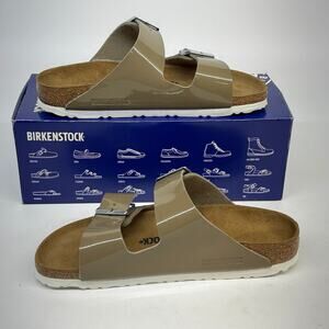 Birkenstock Arizona Patent Fossil Birko-Flor Sandals Size 39 - US 8 Women’s New